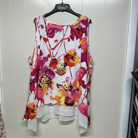 Worthington layered Sleeveless Floral Blouse Sz2X - Picture 4 of 8